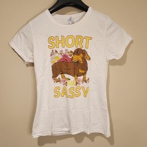 White weiner dog dachshund Short and Sassy tee M